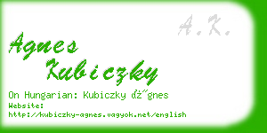 agnes kubiczky business card